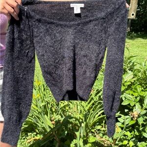 Sincerely Jules Black V-Neck Sweater with Plush Texture